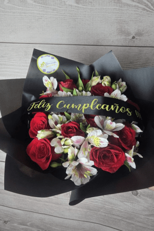 Ramo feliz cumpleaños decoración negro
