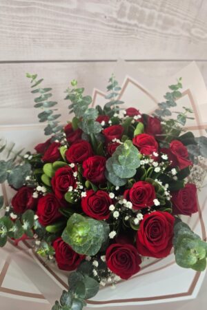 Ramo de 24 Rosas Rojas con dólar