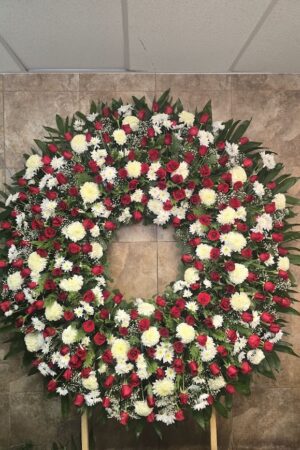 Corona en aro extra grande con rosas rojas